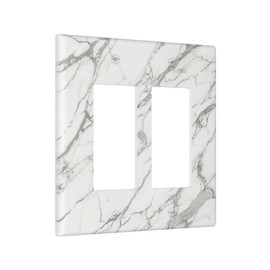 Wpshijia Light Switch Cover White Grey Abstract Marble Minimalist Luxury 2 Gang Double Rocker Outlet Cover Decorative Switch plates Electrical GFCI Socket Covers Receptacle for Bathroom Livingroom