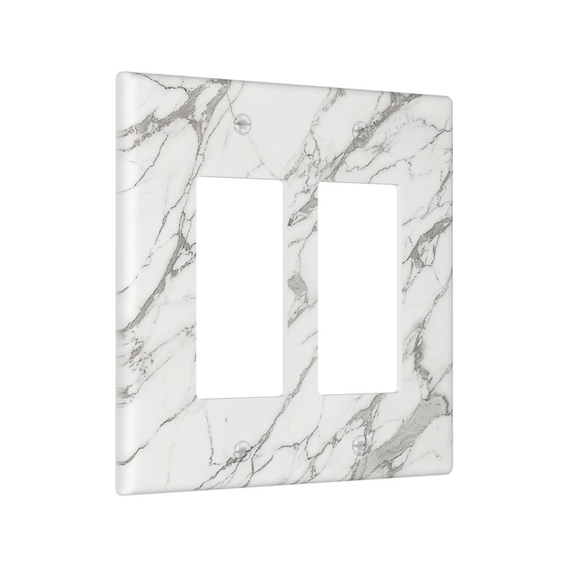 Wpshijia Light Switch Cover White Grey Abstract Marble Minimalist Luxury