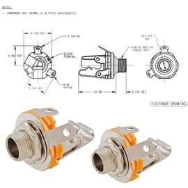 RUNCCI-YUN 6,35mm 1/4 Inch Female Guitar Input Jack, 6,35mm TRS Stereo Panel Mount Socket, 6.35mm Female Stereo TRS 1/4" Solder Socket (20pcs)