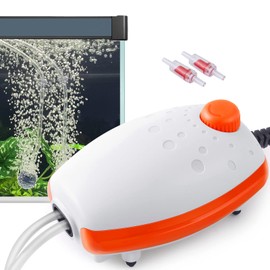 PYPABL 3W Fish Tank Air Pump, 5L/min Quiet Adjustable Oxgen Pump, Powerful Aquarium Air Bubbler with All Accessories for up to 450L Fish and Turtle Tank