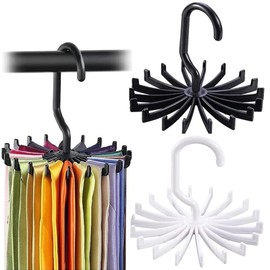Premium Rotating Tie Rack Hangers for Closet Organization - 2-Pack Versatile Accessories Organizers