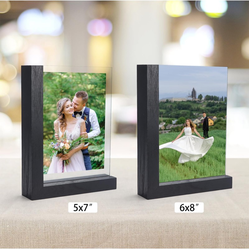 Lavezee 2 Pack 5x7 Picture Frames Made of Black Wooden