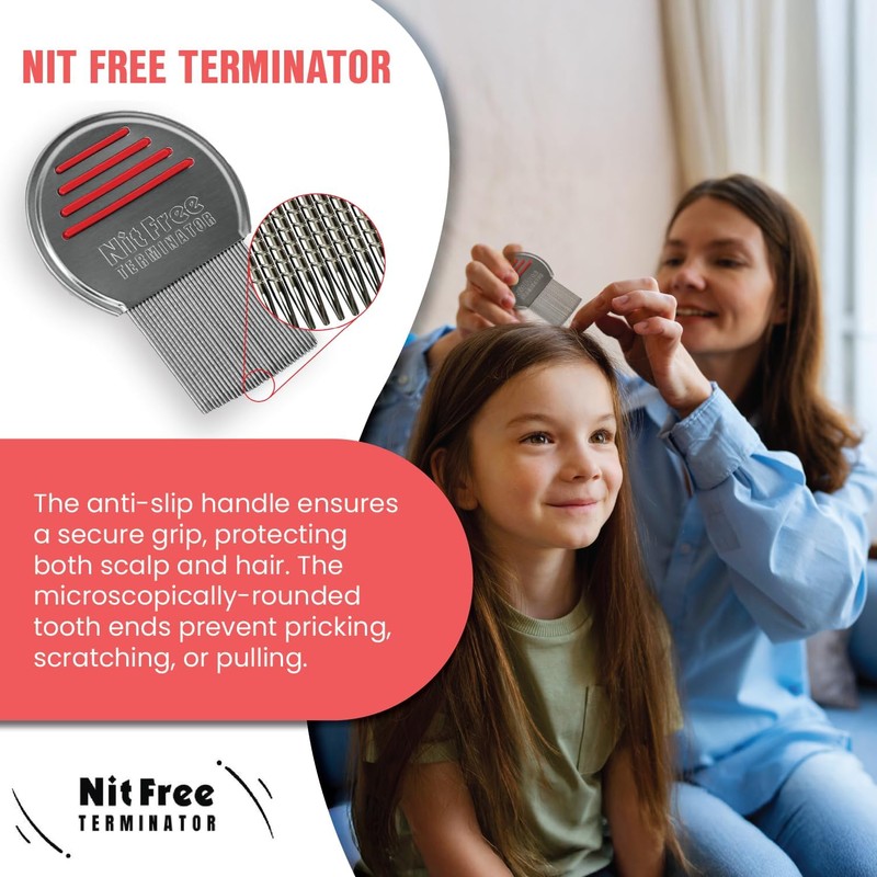 Nit Free Terminator Lice Comb - Professional Stainless Steel Comb