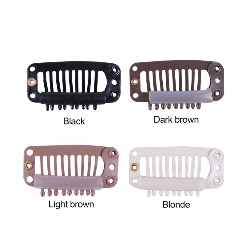 Wig Clips with Rubber Snap Clips Hairpieces 9-Tooth Wig Combs