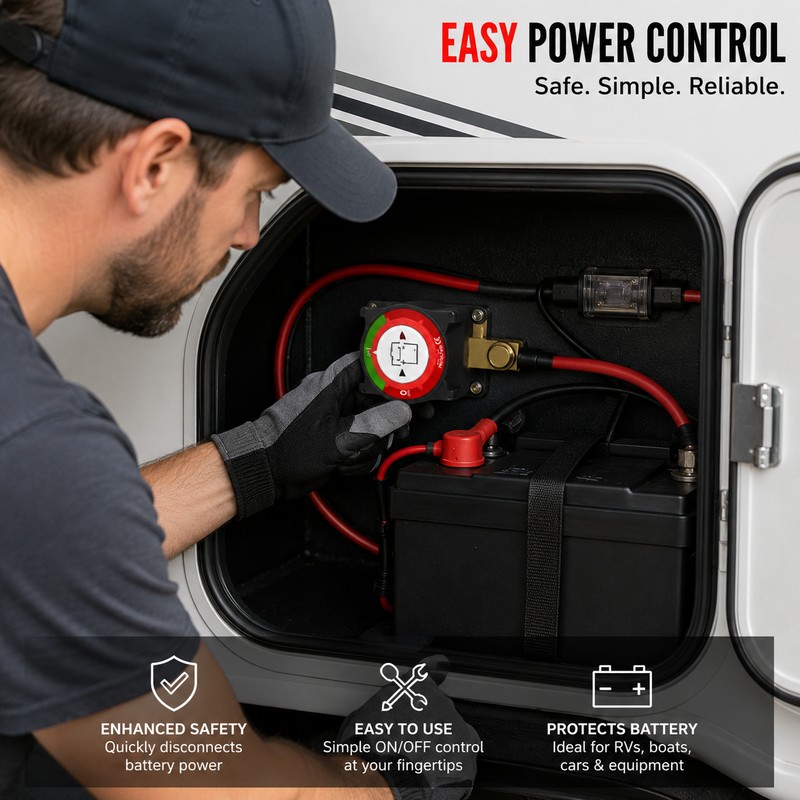 Top Post Battery Disconnect Switch for 12–48V Systems – 250A