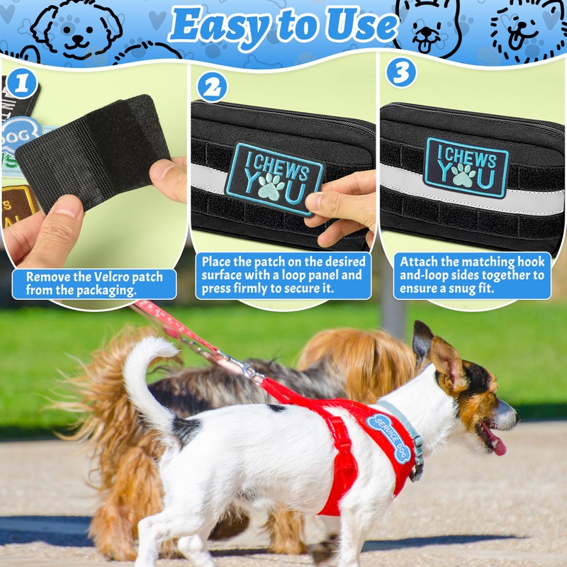 FUNCOLOR Service Dog Patch for Harness: 12Pcs Blue Theme Hook