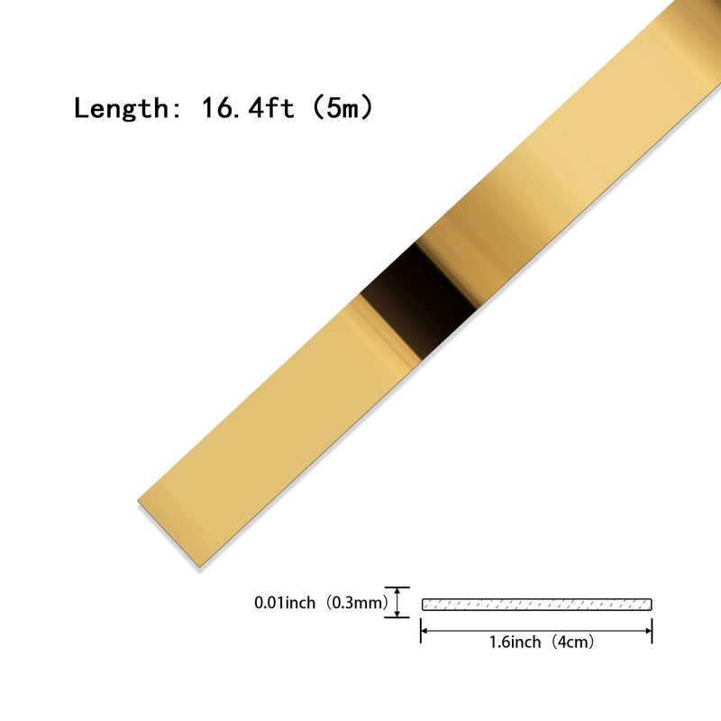 Gold Metalized Mirror-Like Finish Molding Trim, Peel and Stick Strip