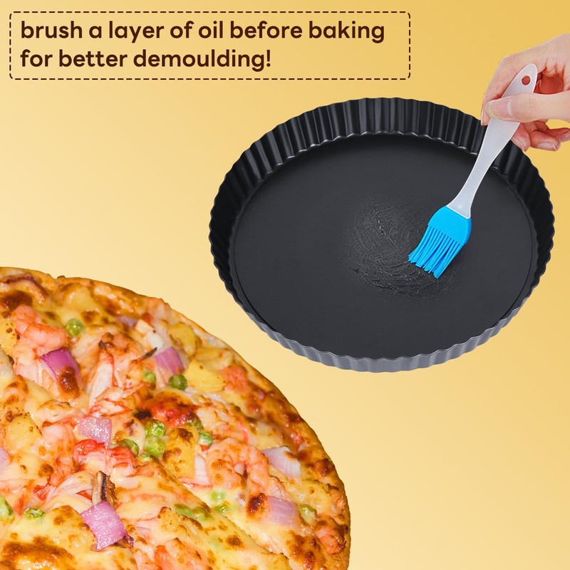 Tart Pan, 2PCS 9 Inch Removable Round Bottom, Carbon Steel