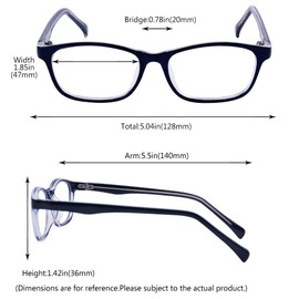 Outray Gafas de luz azul para niños, clásicas, rectangulares, antinocivas, luz azul, UV400, antirreflejos, Negro, M