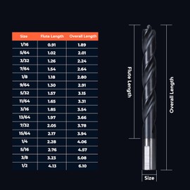 21PCS Cobalt Drill Bit Set, M35 Drill Bit Set with Titanium Aluminum Nitride Coated (TiAlN), for Hardened Metal, Stainless Steel, Cast Iron, Plastic, Wood (1/16" - 1/2")