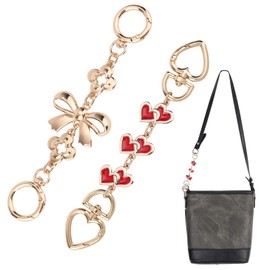 Gosknor Pack of 2 Bag Extension Chain, Bows Heart Pattern Bag Extension Metal Replacement Purse Extension Decorations for Purses Bags Purses Handbags