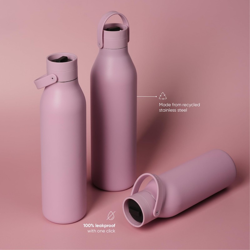 Circular&Co Recycled Stainless Steel Water Bottle 1L – Dusk Pink