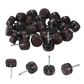 M METERXITY 24-Pack Furniture Sliders, 0.6" Nail-on Chair Leg Protectors for Hardwood Floors/Table/Chair/Wooden Floors, Furniture Glides [Brown]