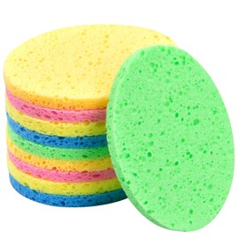 10 Pieces Face Wash Sponge, Natural Cellulose Face Cleansing Sponge for Facial Spa Massage Makeup Remover (5 Colours) (Oval)