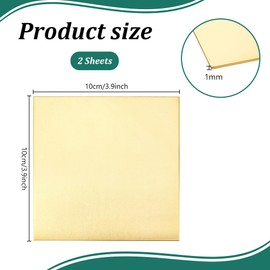 PH PandaHall 2 pieces brass sheet 4 x 4 inch (100 x 100 mm) 18 gauge (1 mm) thick brass plate thin brass metal plate sheets for making jewellery DIY work