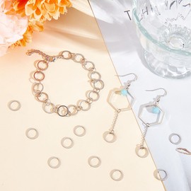 UNICRAFTALE 100 Pieces 10 mm Diameter 304 Stainless Steel Connection Rings O Pattern Round Ring Circle Frame Connecting Ring Jewellery Connecting Ring for Making Bracelets, Necklaces and Jewellery