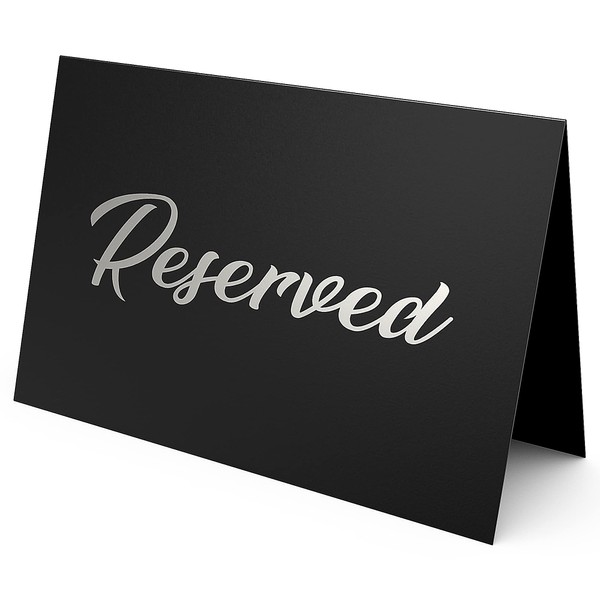 10 Pack Black Reserved Table Signs for Wedding - Silver