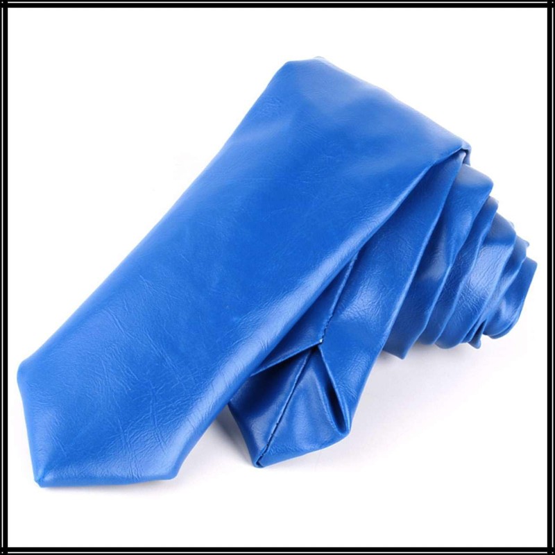 White Fang NC099 Men's Leather Necktie, Solid Color, Business, Elegant,