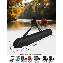 Heavy Duty 48 Inch Folding Chair Replacement Bag for GCI, Coastrail, Kijaro, Coleman Camp Chairs - Large Mouth Camp Chair Storage Bag with Adjustable Shoulder Strap for Outdoor Travel Camping