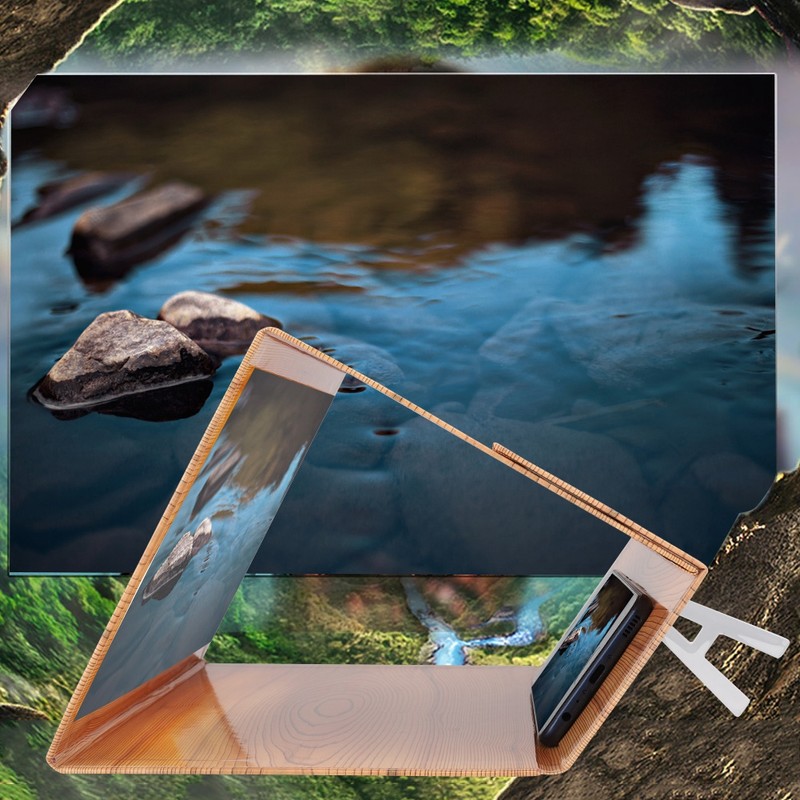 12inch Wood Grain HD Foldable Waterproof Mobile Phone Screen Amplifier