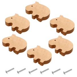 Pack of 6 Wooden Animal Cabinet Knobs, Wooden Knobs with Animal Motifs, Wooden Handles for Cabinets, Animal Shape Furniture Knobs Children with Screws, Knob for Children's Cabinet, Furniture Knob for
