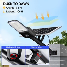 9500W Solar Street Lights Outdoor, 40000mAh IP67 Waterproof Solar Security Flood Lights 7000K 450000LM Super Bright LED Beads Commercial Parking Light with Remote Control for Street, Court, Barn-Black