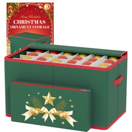 OMKSIH Christmas Ornament Storage Box Stores up to 96 Ornaments Christmas Ornament Organizer Storage Box Christmas Decorations Storage Box Ornament Zippered Christmas Ornament Boxes Xmas Storage Bin