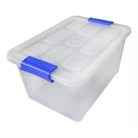 Alica Caja Organizadora De Plastico Transparente 12.5 L Con Tapa Color Azul Liso