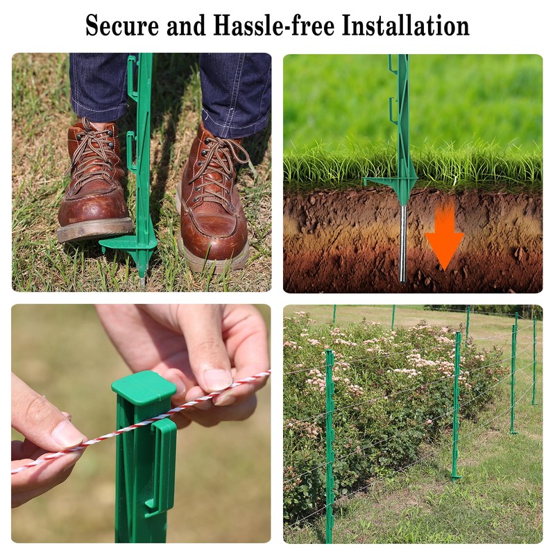 Zoiut 50 Pack Electric Fence Posts,48 Inch/4FT Step-in Plastic Posts