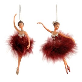 itsisa Tree Decoration Ballerina Ballet Dancer Purple Gold with Feather Dress (Set of 2) - Ballet Christmas Decoration, Christmas Tree Bauble
