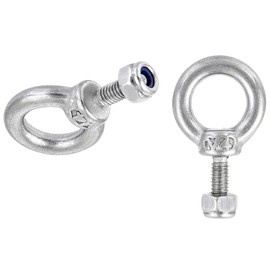 TA-VIGOR 2Pcs M4 x 11mm Lifting Long Eye Bolt, 304 Stainless Steel Wall Expansion Anchor Bolts, Masonry Concrete Screws Shoulder Eyebolt Lifting Ring with Hex Screw Nut for Hanging Hammock Article