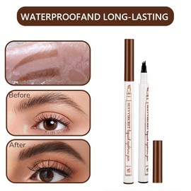 2PCS 3D Magic Microblading Eyebrow Pencil,2024 New 4 Head Split Waterproof Long lasting Wild Eyebrow Pencil,Upgrade Fine Stroke Eyebrow Pen Makeup Eyebrow Pencil Stay on All Day (Dark Brown)