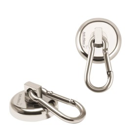 Ant Mag - Carabiner Magnetic Hook 36 kg Heavy Duty Neodymium Magnetic Carabiner with Rotating Carabiner Hook for Indoor/Outdoor Hanging Bagnet Grill Kitchen Purse Factory Warehouse Office (Pack of 2)