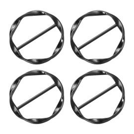 sourcing map 4 Pcs T-shirt Clips, 34mm(1-5/16") Round Metal Silk Scarf Ring Clip, Clothes Knotting Buckle Ring Wrap Holder for Women Scarf, Loose T-shirt, Black