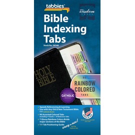 Tabbies Rainbow Catholic Bible Indexing Tabs, Old & New Testaments + Catholic Books, 90 Multi-Colored Tabs Inc. 71 Books & 19 Reference Tabs (58348)