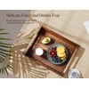 Dofira Acacia Wood Serving Tray with Metal Handles, 17x13in Large