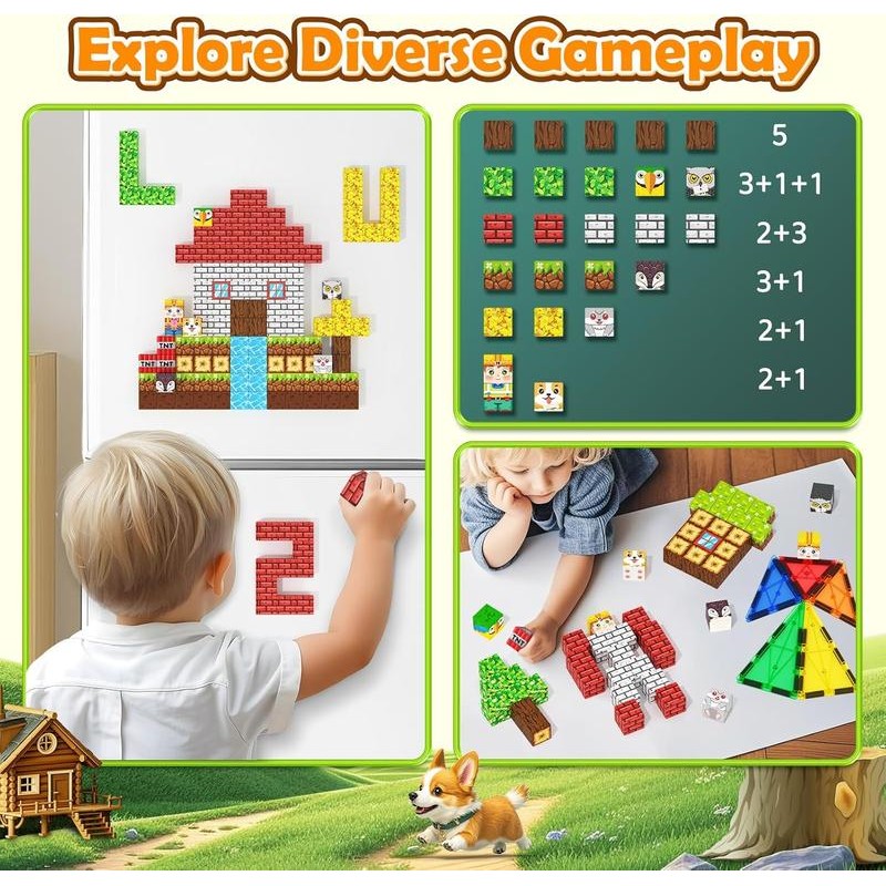 150PCS Magnetic Blocks with Drawstring Bag Mine Magnet World Toys