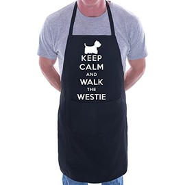 print4ucouk Keep Calm Walk The Westie Dog Lover BBQ Cooking Novelty Apron Black