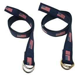 AQUALARM American Flag D-Ring on Navy Webbing, Silver or Brass D-Ring (XXL 64" Long (waist 46-48), Silver)