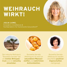 InnoNature Frankincense Capsules, Boswellic Acid, Made from Natural Frankincense Extract (Boswellia Serata), 120 Capsules, 1,230 mg Frankincense Extract, 170 mg Linseed Flour