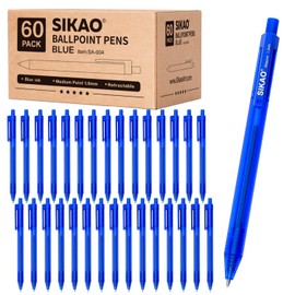 Pens Bulk, Blue Pens, 60Pack Ballpoint Pens for Smooth Writing Pens No Smear, Blue Ink Pens Medium Point 1.0mm, Retractable Pens, Click Pens, Ball Point Pens, Server Pens, School Office Supplies