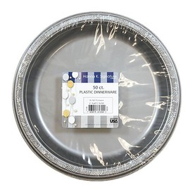 Hanna K. Signature Collection Round 9" | Silver | Pack of 50 Plastic Plate, 9 inch