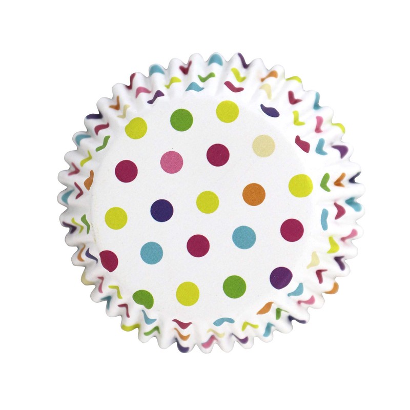 PME BC830 Multi Colour Polka Dot Cupcake Lined-30 Pack, Foil
