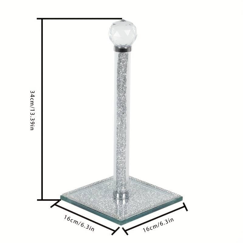 Sparkling Silver Crushed Diamond Kitchen Roll Holder - Glamorous Paper