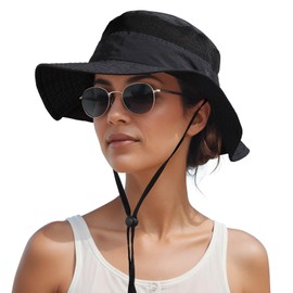 OZERO Sun Hat for Women Men: Wide Brim Packable Boonie Bucket Fishing Hat UV Protection for Hiking Safari Beach Vacation (UK, Alpha, One Size, Black)