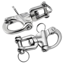 Laorde Swivel Eye Snap Shackle 316 Stainless Steel Quick Release Shackle Marine Grade Sailing Halyard Hardware, Clevis Swivel Sailing Rigging Shackles(2-3/4 inch 2 Pack)