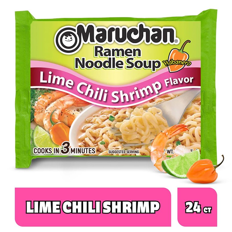 Maruchan Ramen Lime Chili Shrimp Flavor, 3.0 Oz, Pack of