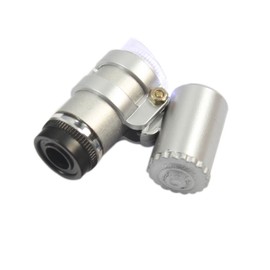 Lupa de microscopio de 45 aumentos con 2 bolsillos de luz LED para joyero, microscopio, lupa ajustable para ojos