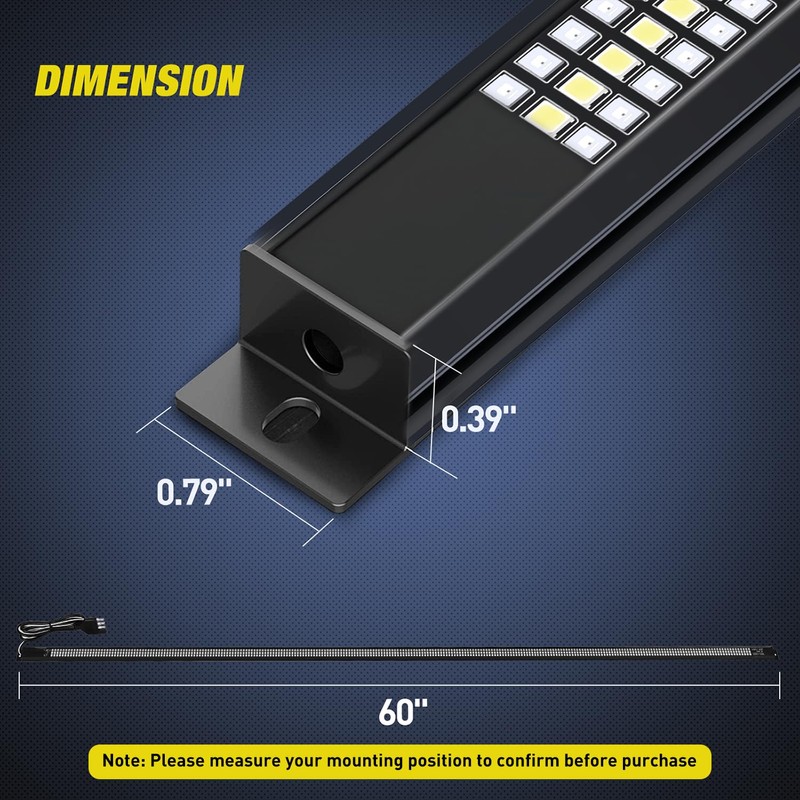 Nilight Truck Tailgate Light Strip 60" Aluminum FrameTriple Row Light