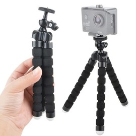 CABLEPELADO Camera Tripod | Mini Tripod | Flexible Design | Foam and Metal | 360 Degree Rotating Head | Suitable for Mini Projectors, Cameras, Webcam | 7" Height | Black